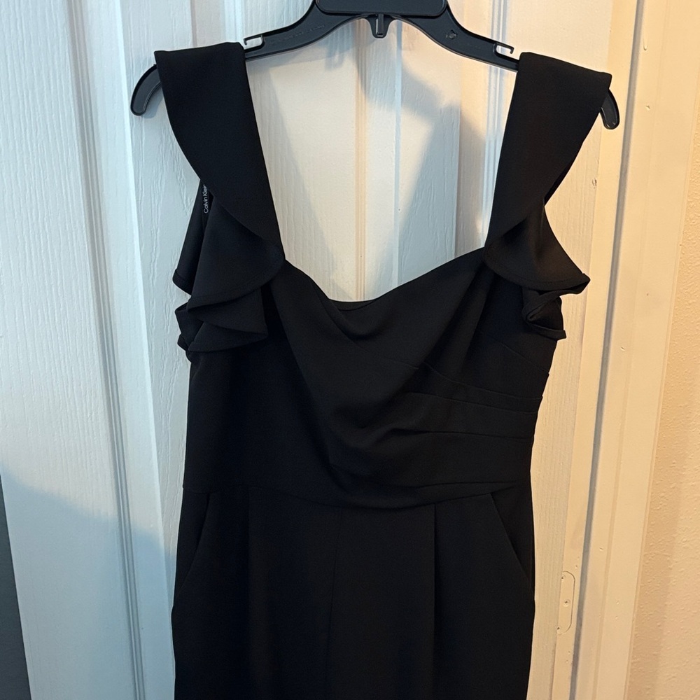 NWOT Calvin Klein Flutter-Strap Black Jumpsuit